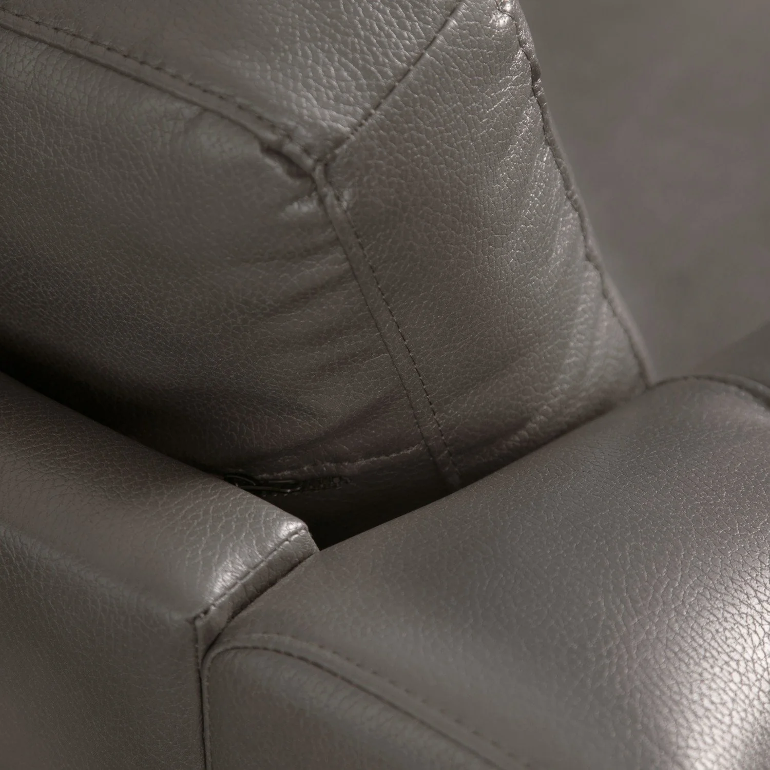 Henrick Leather-Look Fabric Sofa - Grey - Image 5