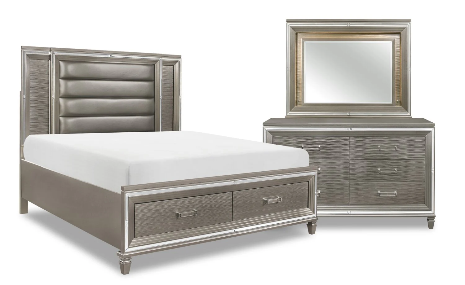 Hesperus 5-Piece King Bedroom Set - Silver