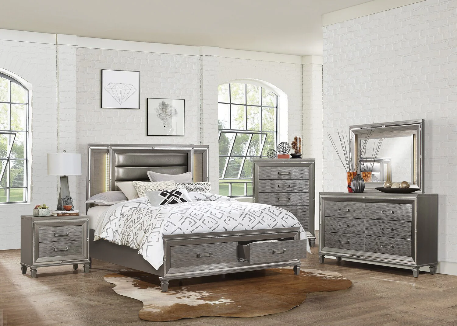 Hesperus King Storage Bed - Silver - Image 6