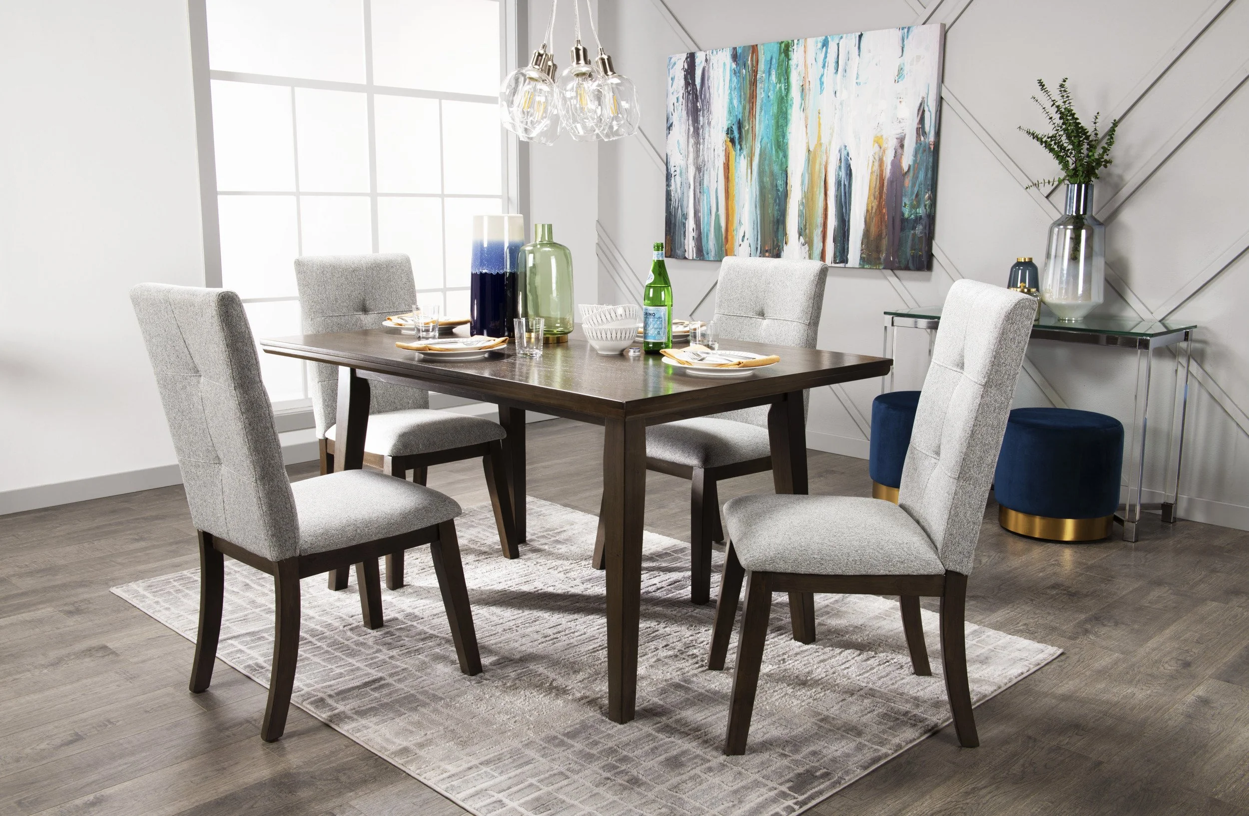 Hillview 5-Piece Rectangular Dining Set - Grey - Image 2
