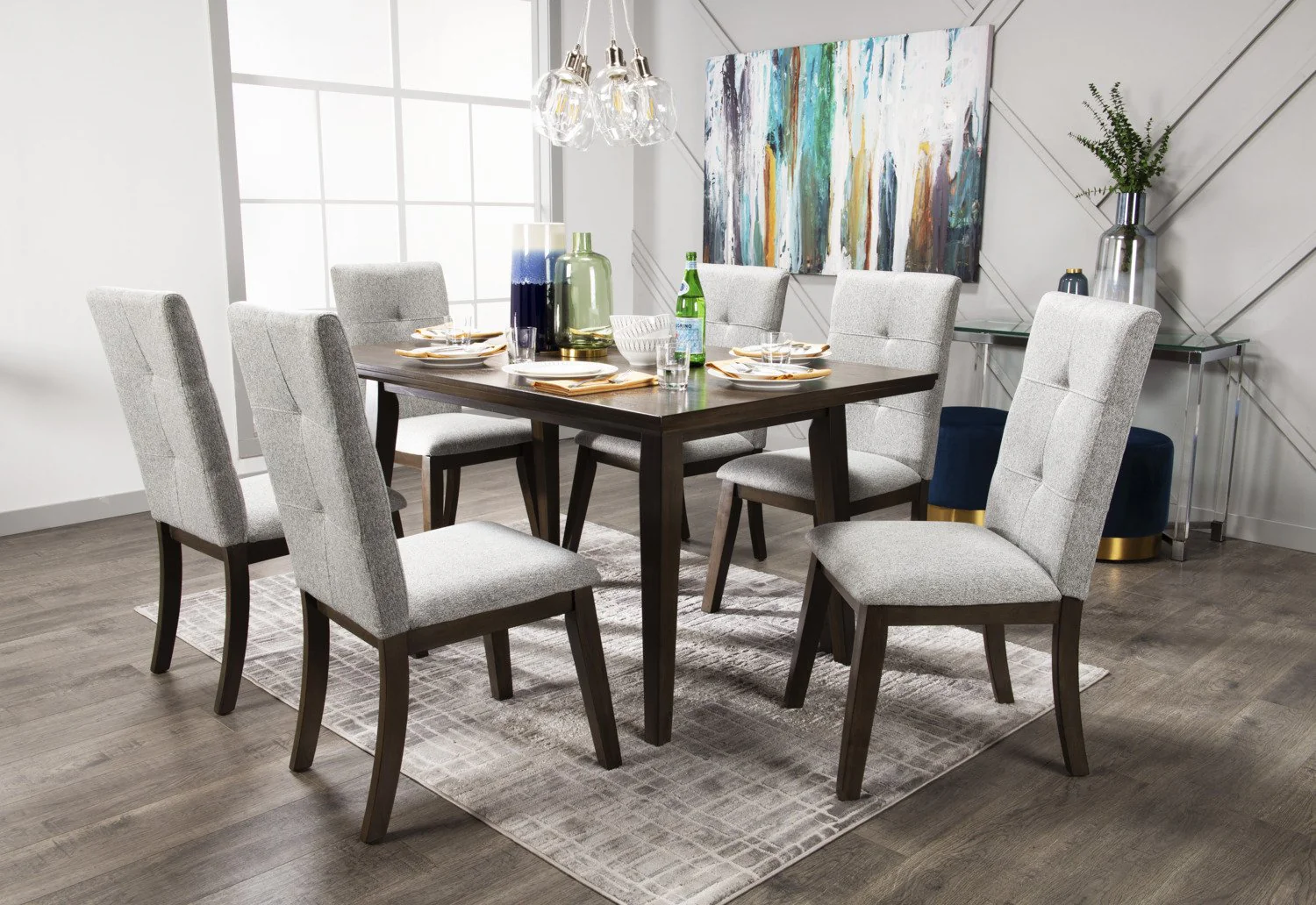 Hillview 7-Piece Rectangular Dining Set - Grey - Image 2