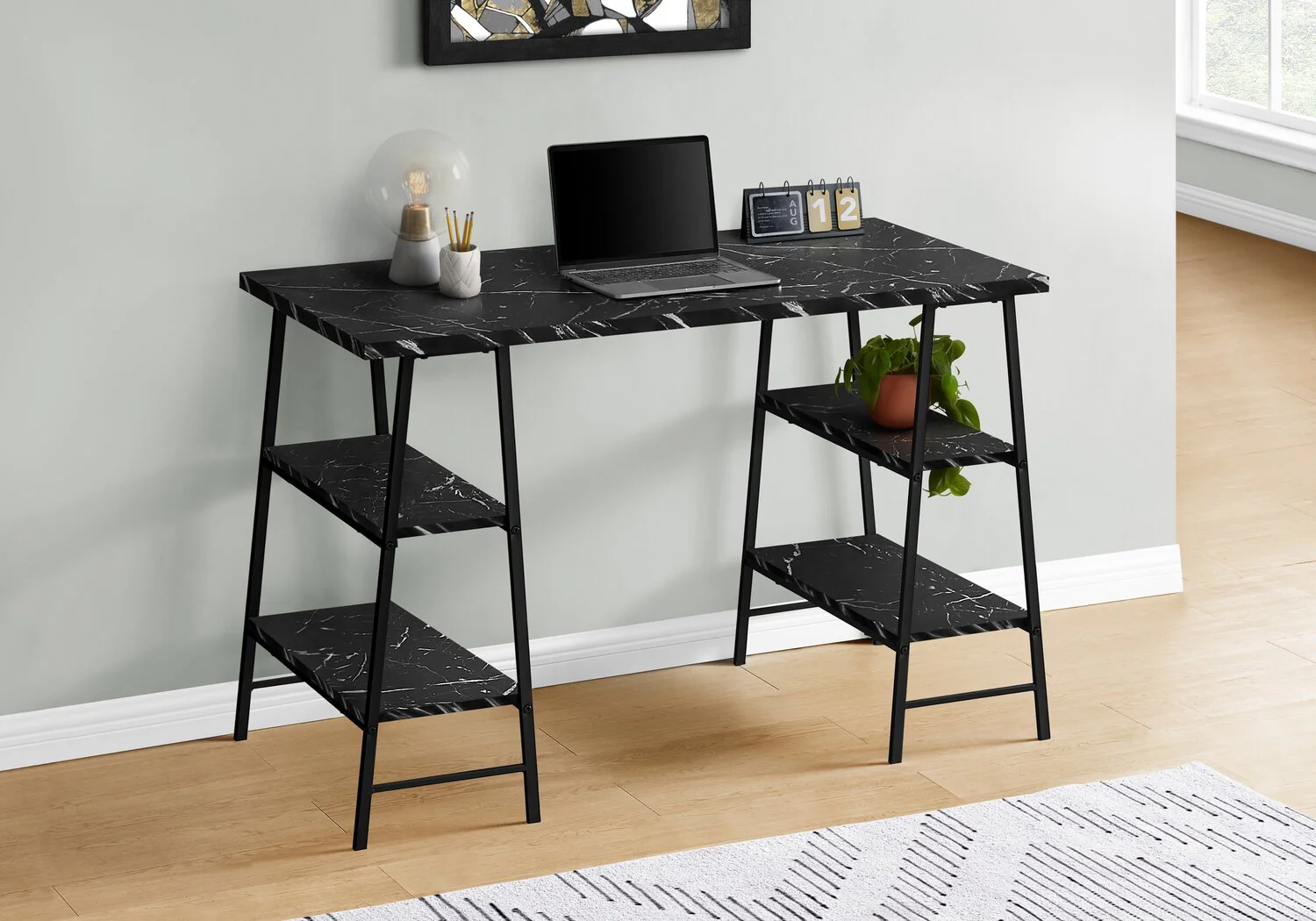 Holcomb Desk - Black Marble-Look - Image 3