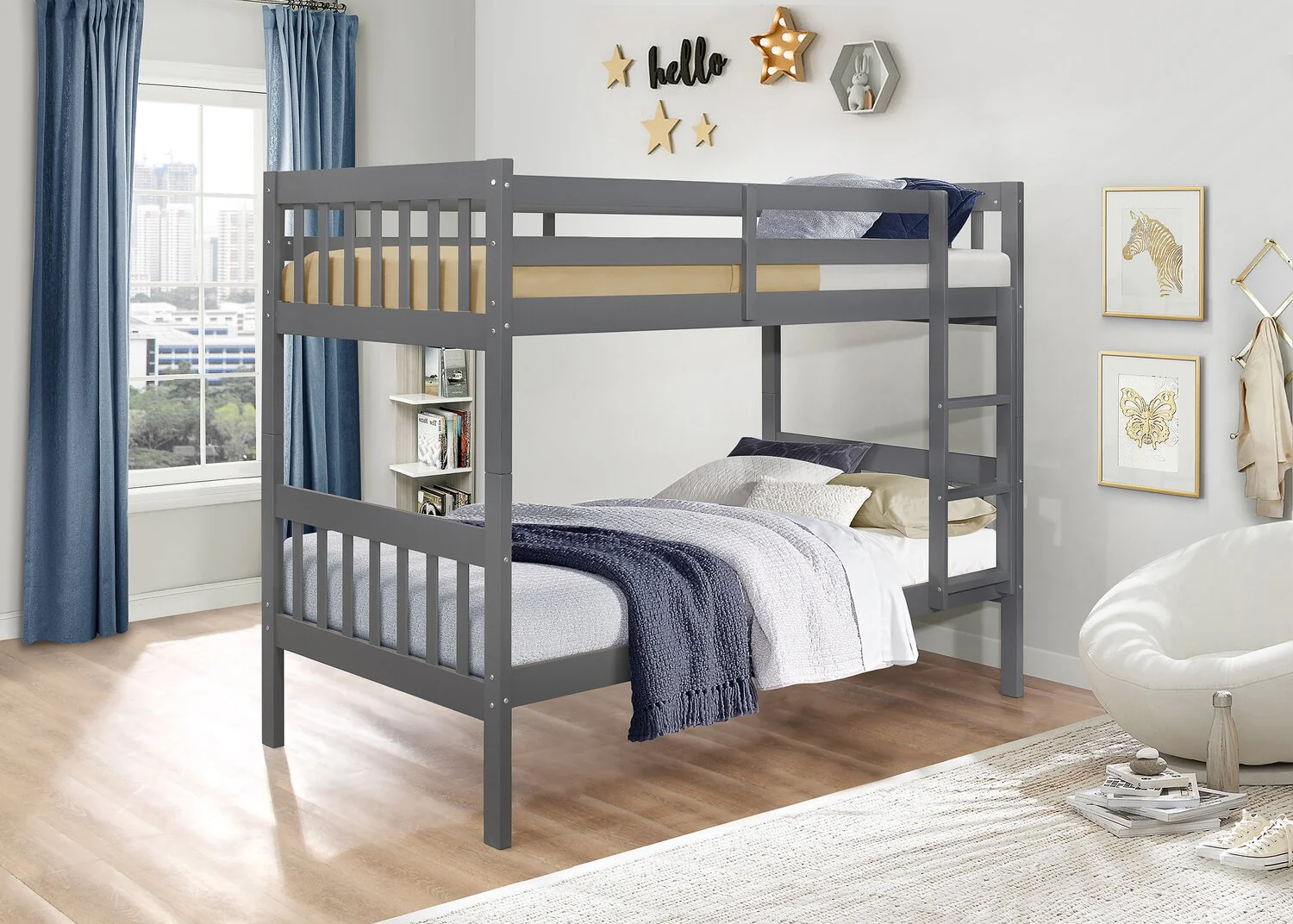 Hopkin Twin Open Panel Bunk Bed - Grey - Image 6