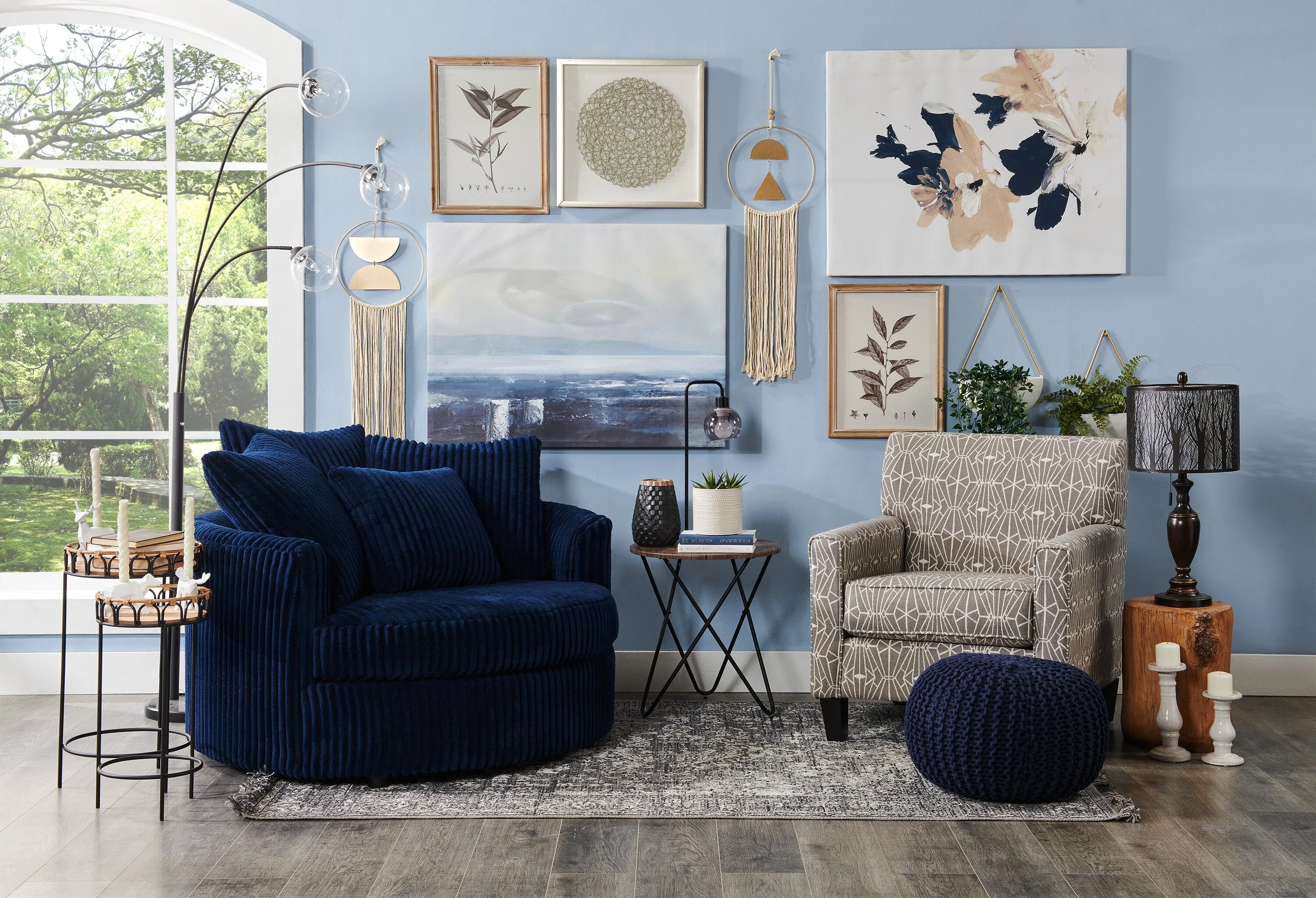 Huggins Chenille Cuddler Chair - Groove Midnight - Image 9