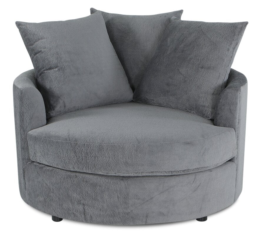 Huggins Chenille Cuddler Chair - Plush Thunder - Image 2