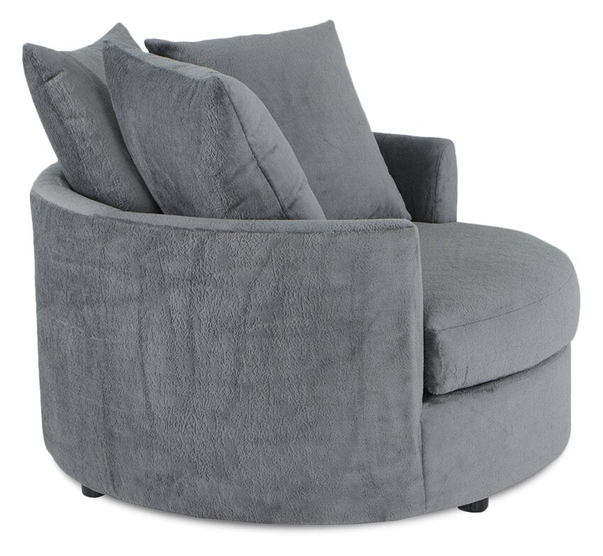Huggins Chenille Cuddler Chair - Plush Thunder - Image 3