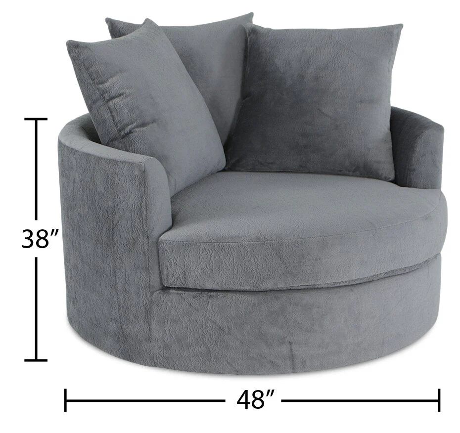 Huggins Chenille Cuddler Chair - Plush Thunder - Image 4