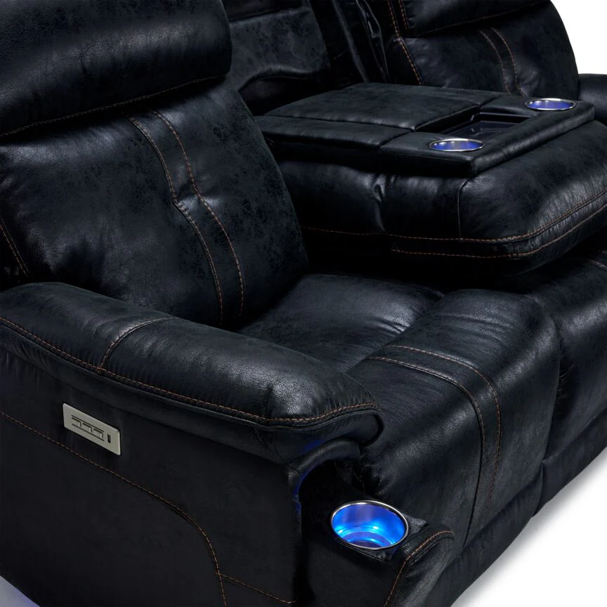 Hunter Triple Power Reclining Sofa with Multimedia system - Eclipse - Image 7