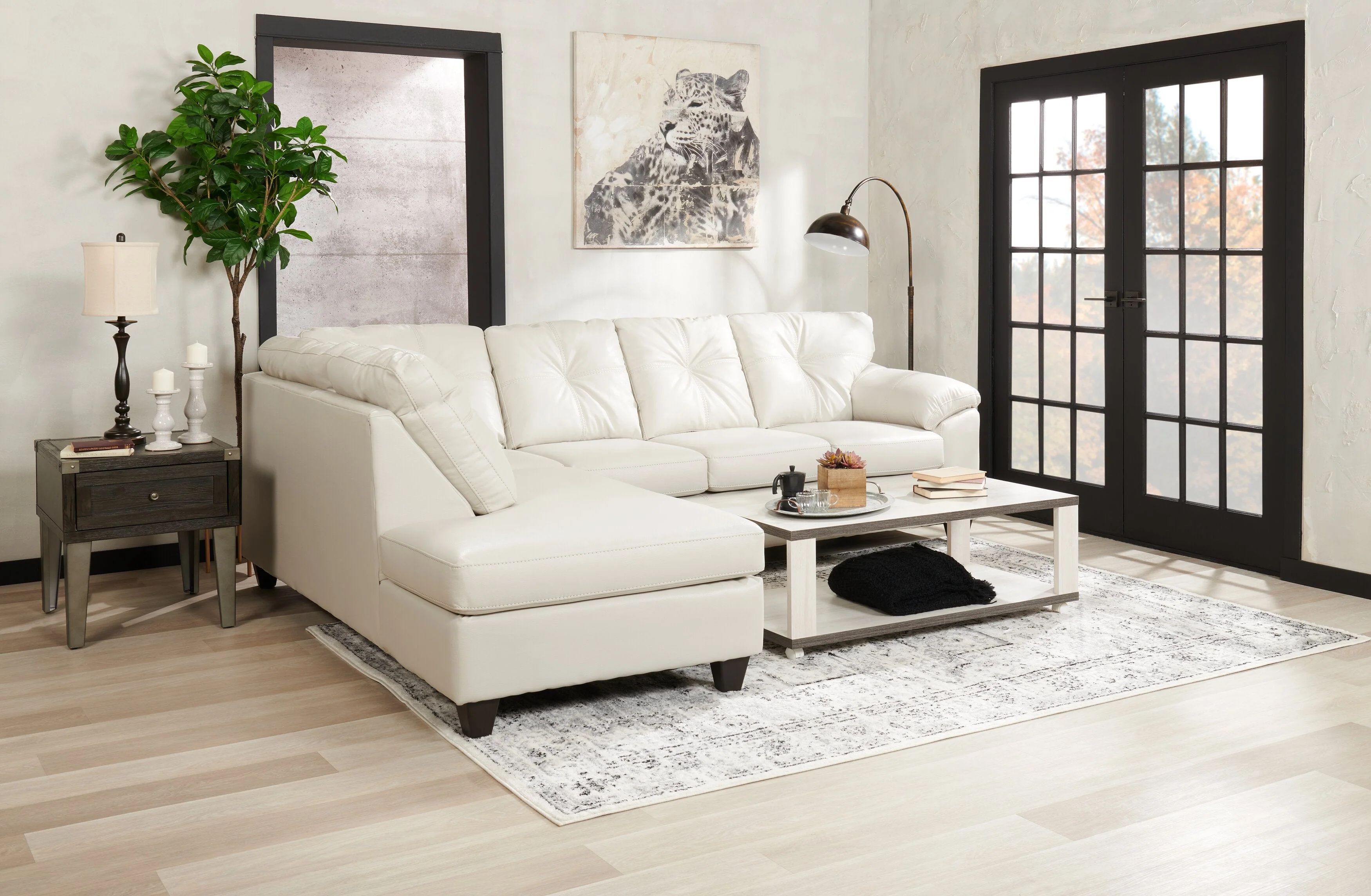 Irene 2-Piece Leath-Aire Left-Facing Sectional - Beige - Image 9