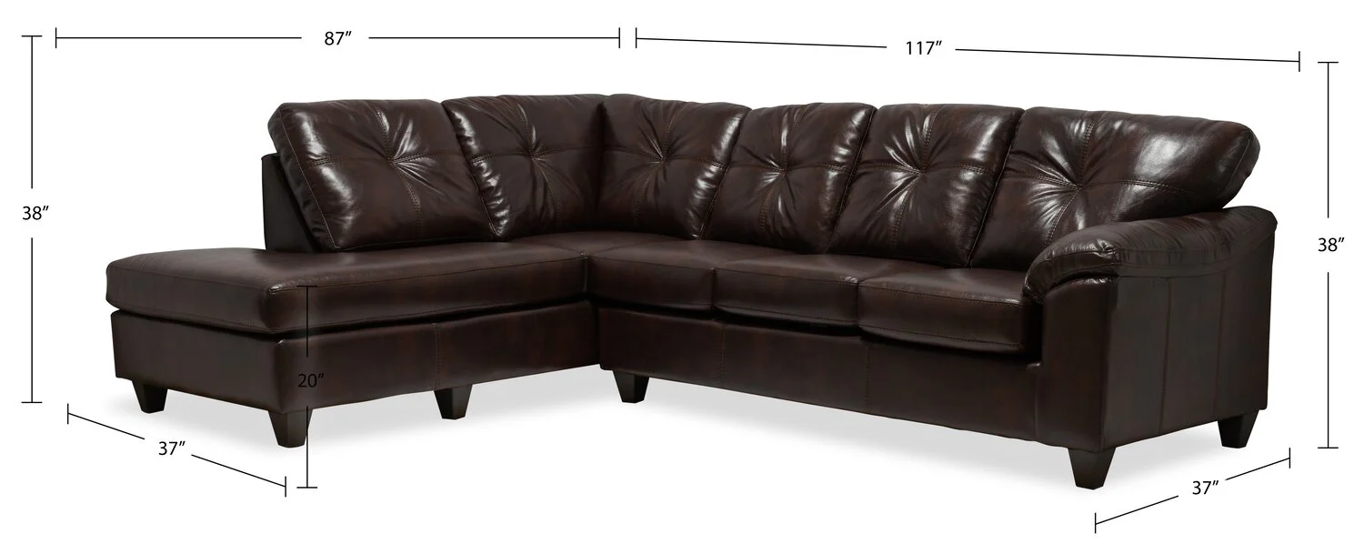 Irene 2-Piece Leath-Aire Left-Facing Sectional - Brown - Image 8