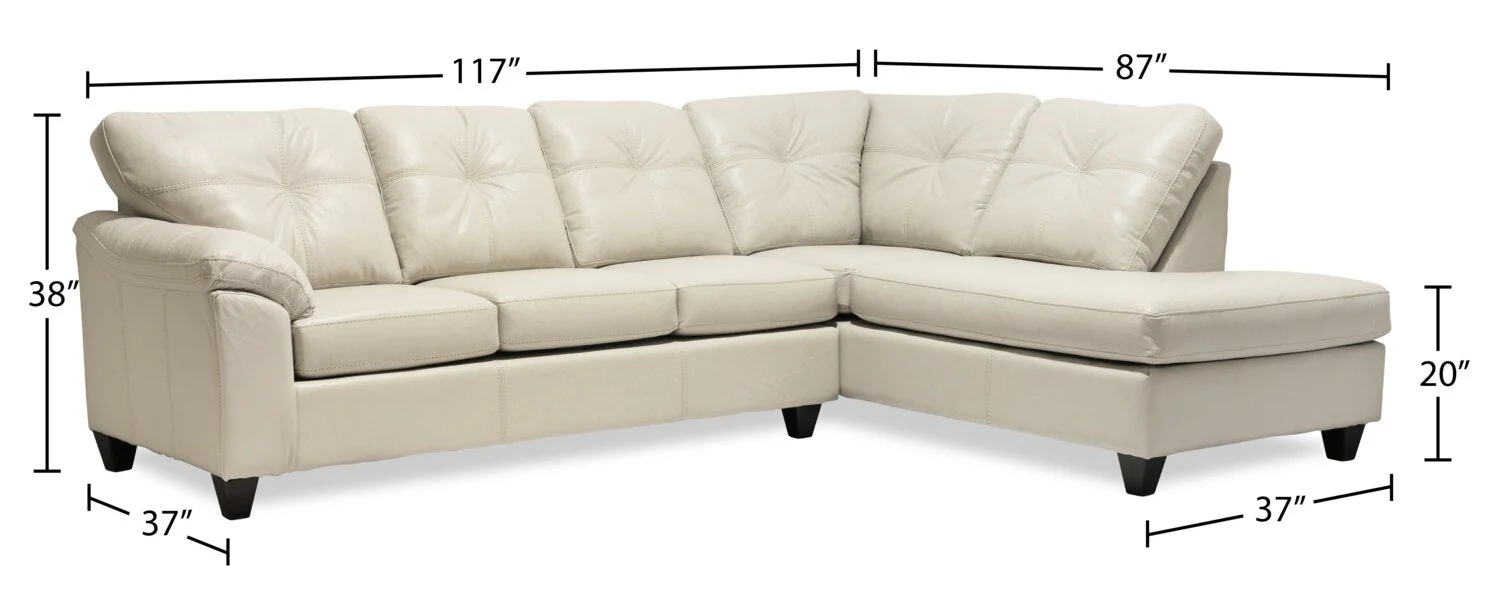 Irene 2-Piece Leath-Aire Right-Facing Sectional - Beige - Image 8