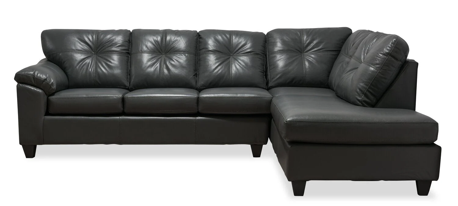 Irene 2-Piece Leath-Aire Right-Facing Sectional - Grey - Image 2