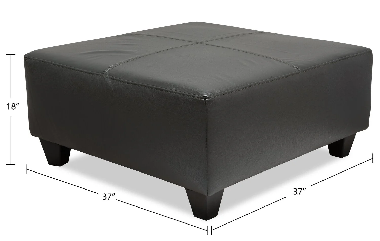 Irene Leath-Aire Ottoman - Grey - Image 3