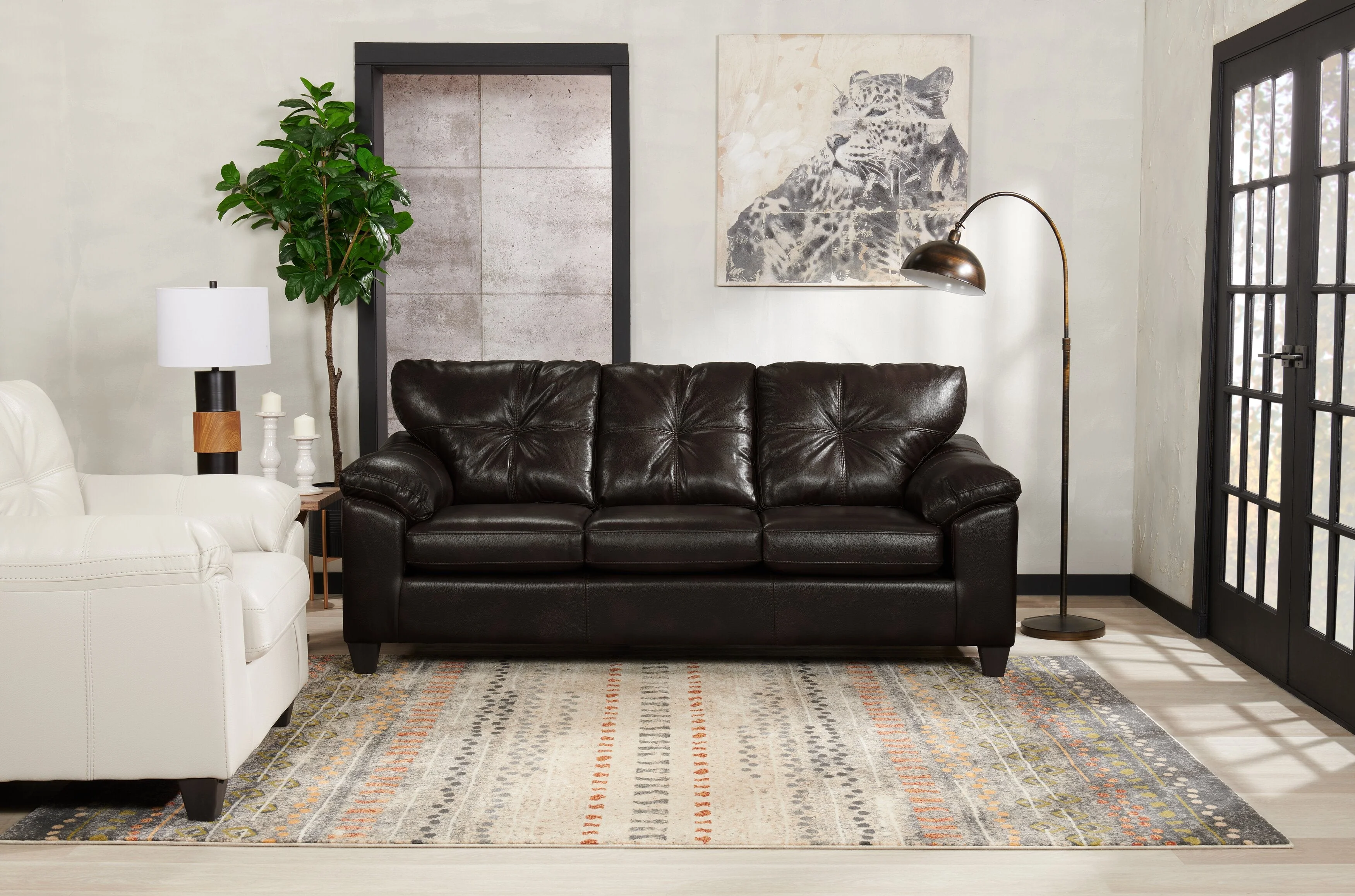 Irene Leath-Aire Sofa - Blackberry - Image 7