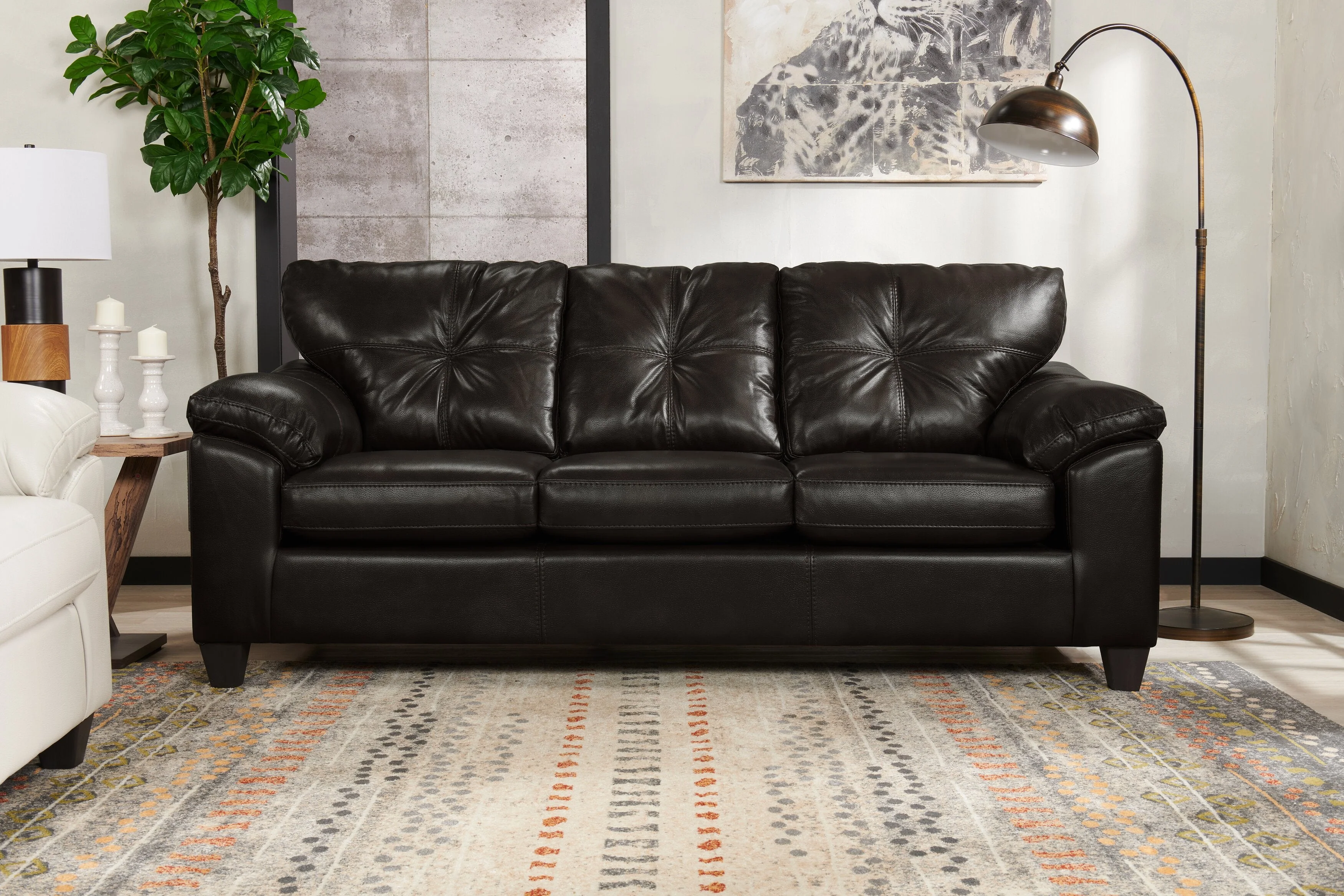 Irene Leath-Aire Sofa - Blackberry - Image 8