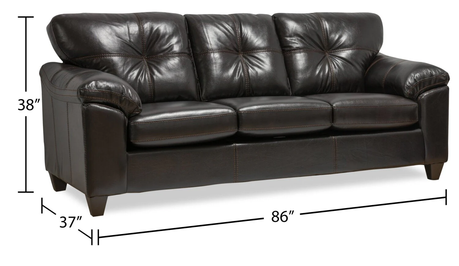 Irene Leath-Aire Sofa - Blackberry - Image 9