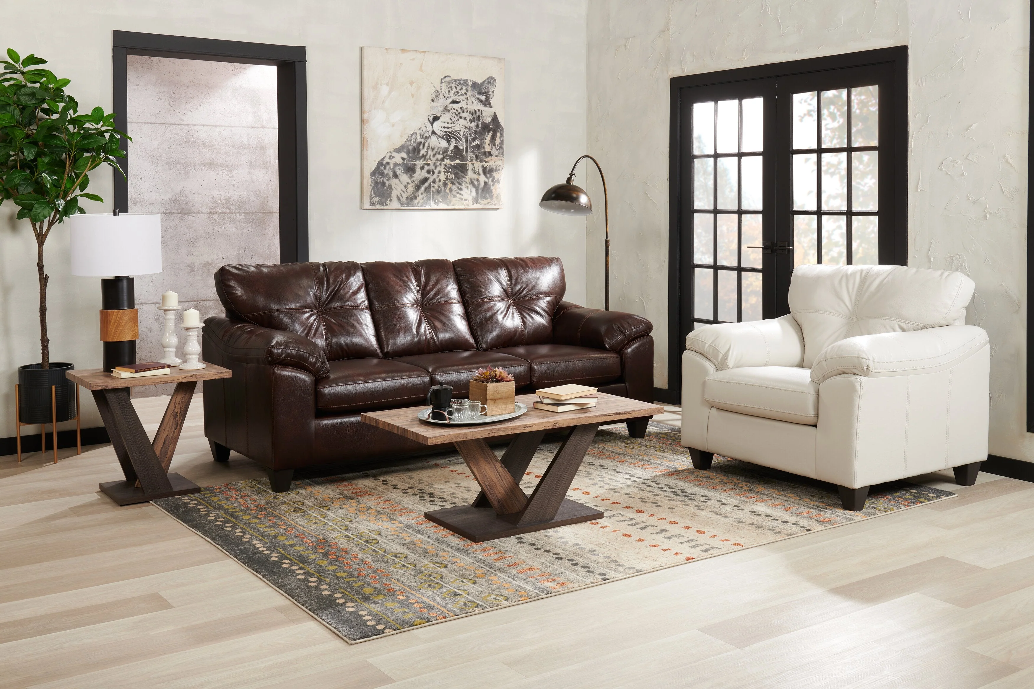 Irene Leath-Aire Sofa - Brown - Image 8
