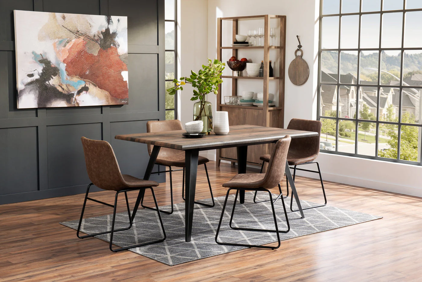 Irving 5-Piece Dining Set with Doiron Chairs - Brown - Image 2