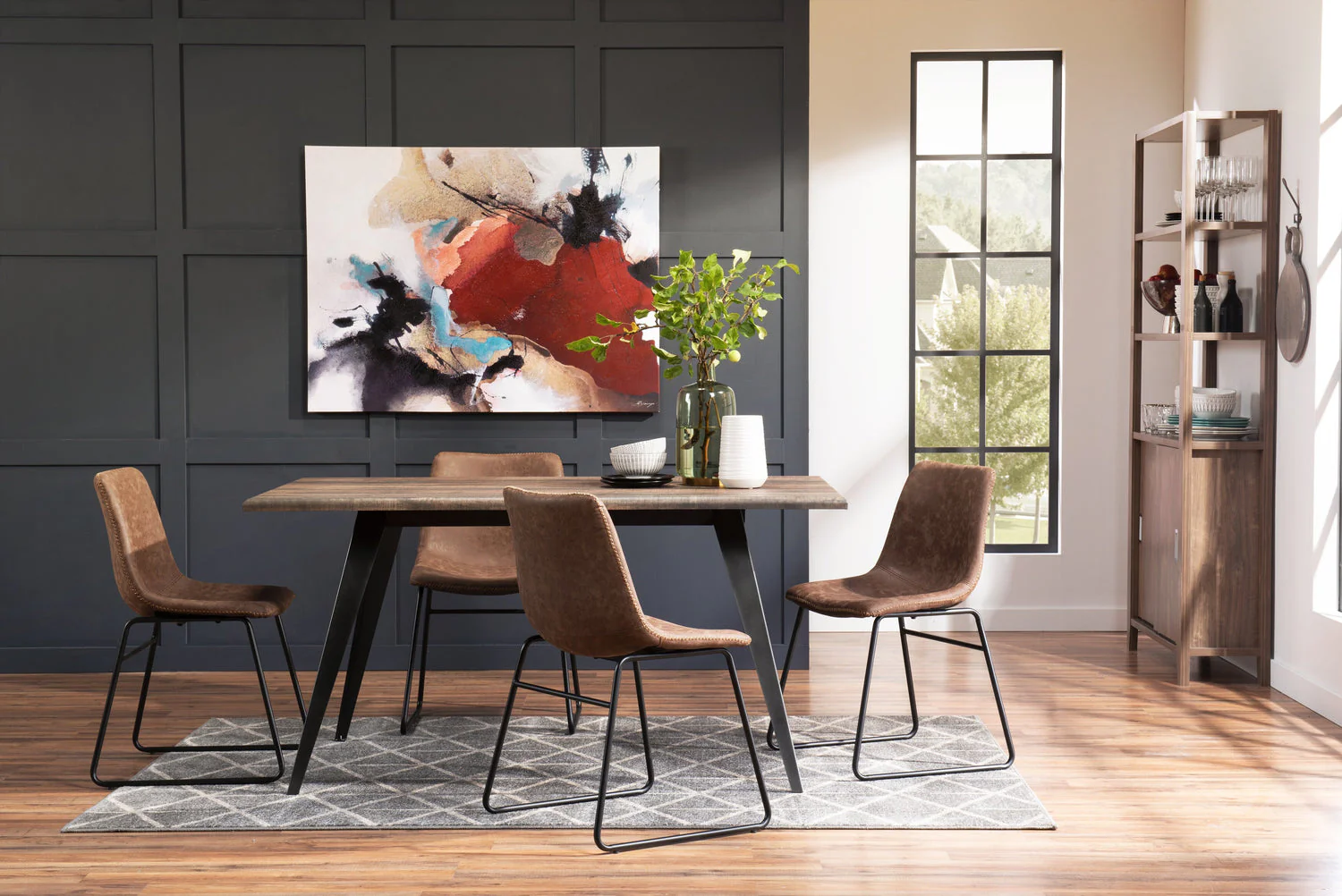Irving 5-Piece Dining Set with Doiron Chairs - Brown - Image 3