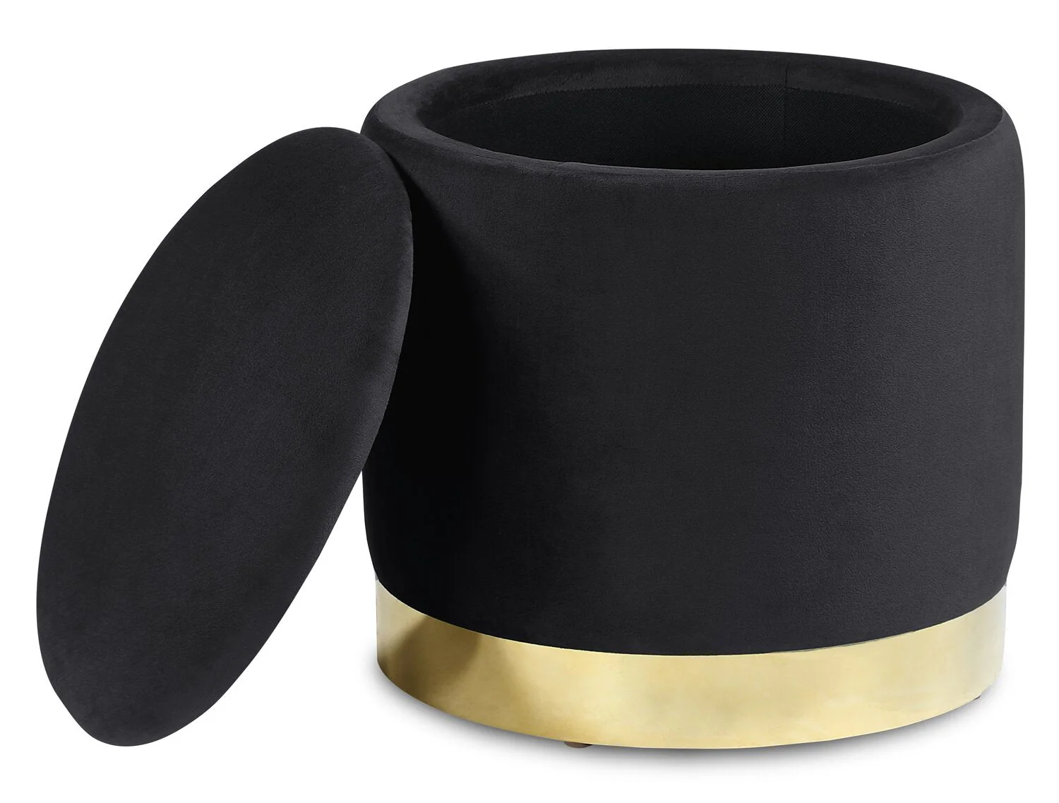 Jahn Velvet Storage Ottoman - Black - Image 2