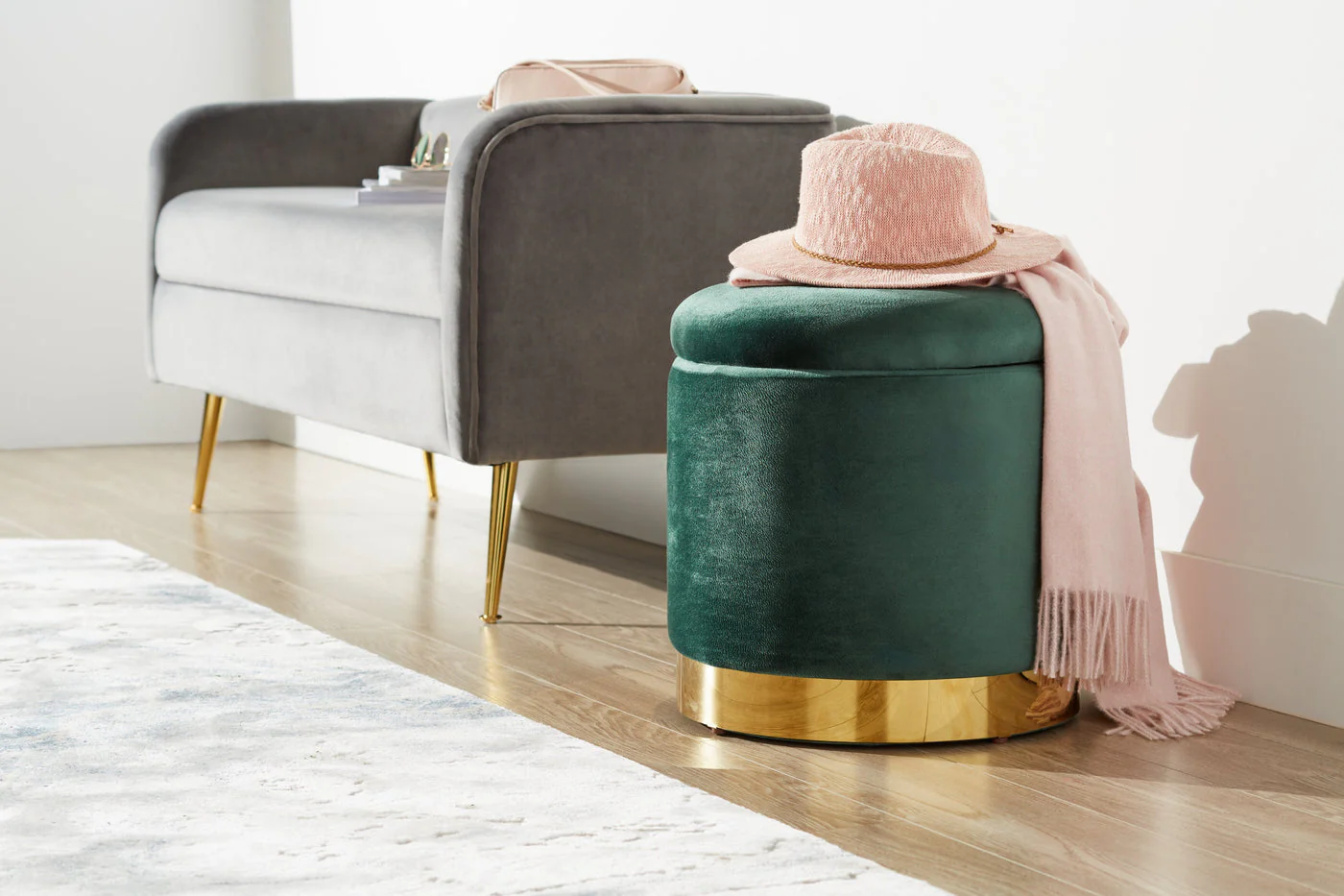 Jahn Velvet Storage Ottoman - Green - Image 7