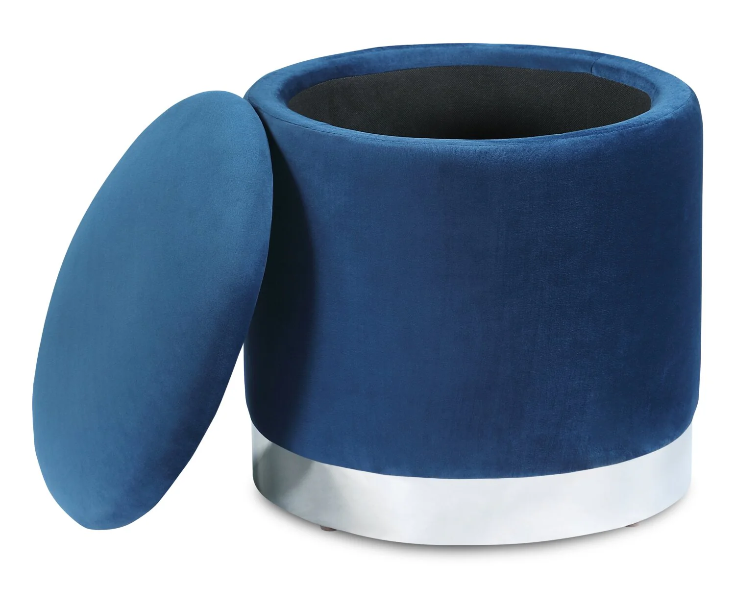 Jahn Velvet Storage Ottoman - Navy - Image 2