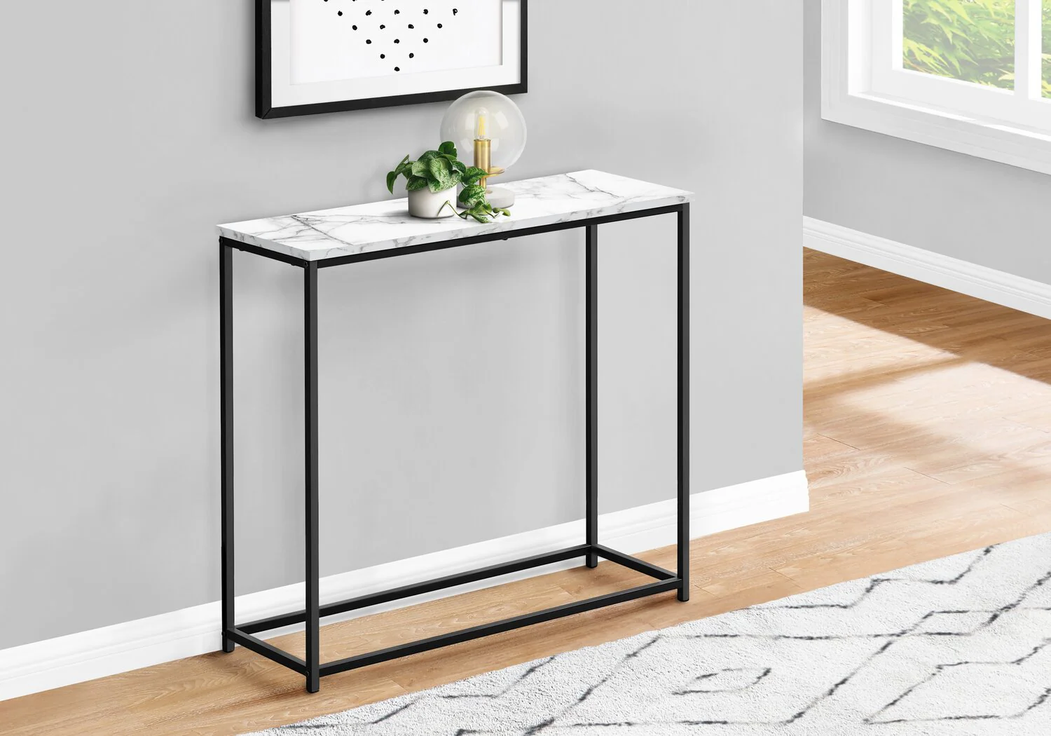 Julien Sofa Table - White Marble-Look - Image 3