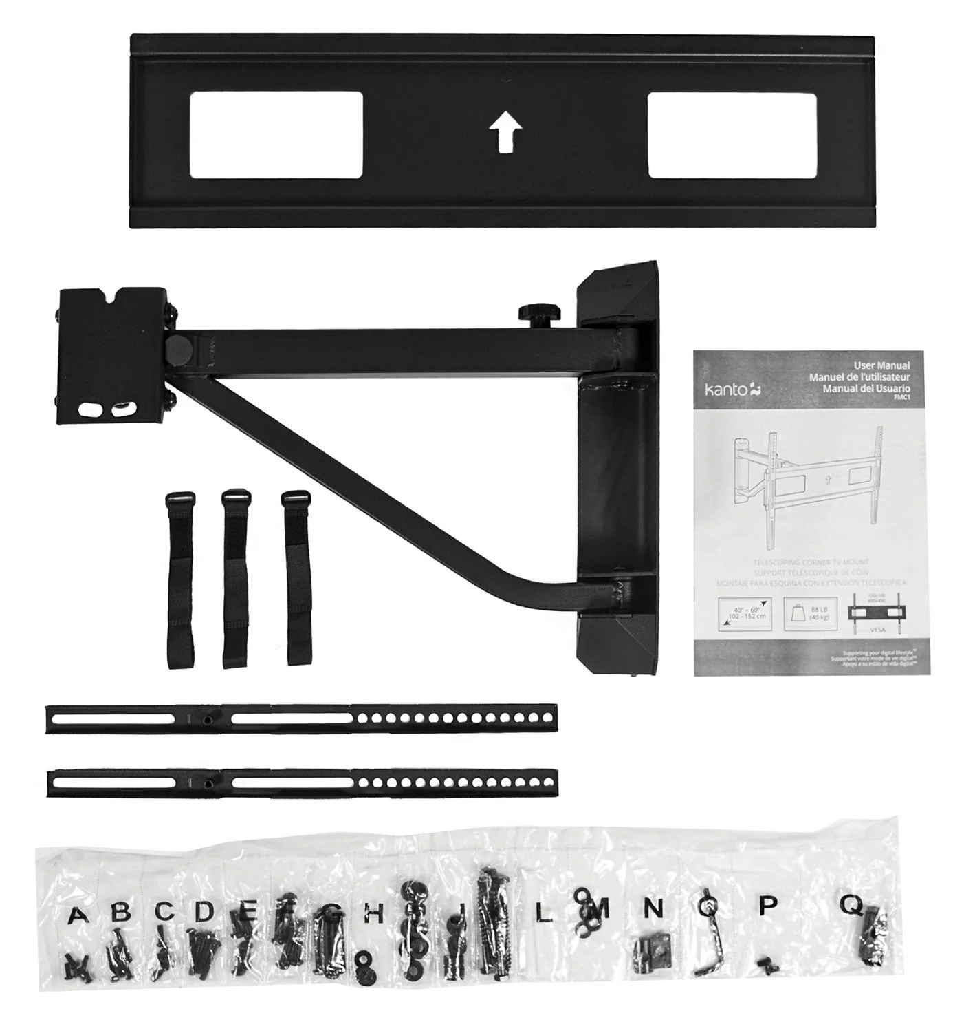 Kanto FMC1 Telescoping Corner Wall Mount for 40" to 60" TVs - Image 6