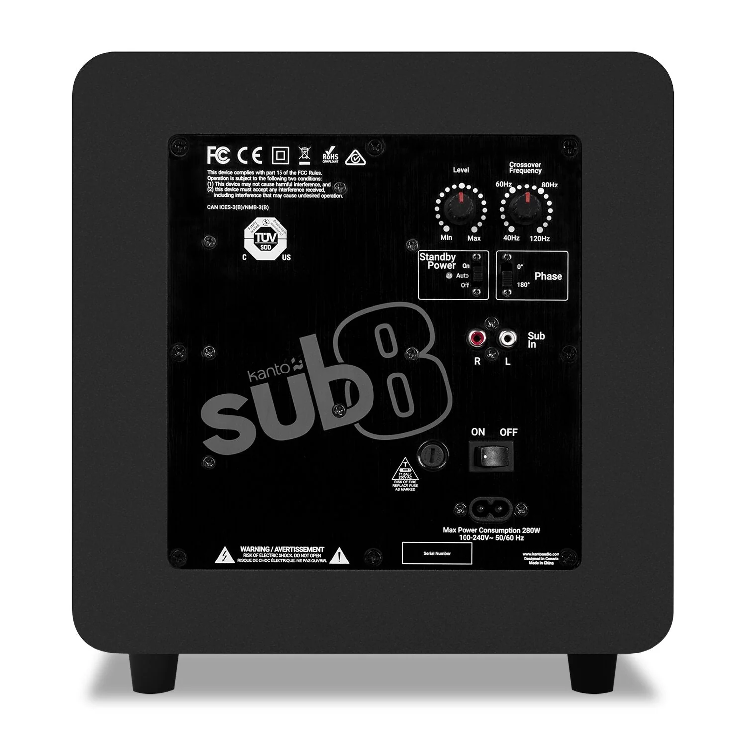 Kanto SUB8 300 W 8" Sealed Powered Subwoofer - Black - Image 3