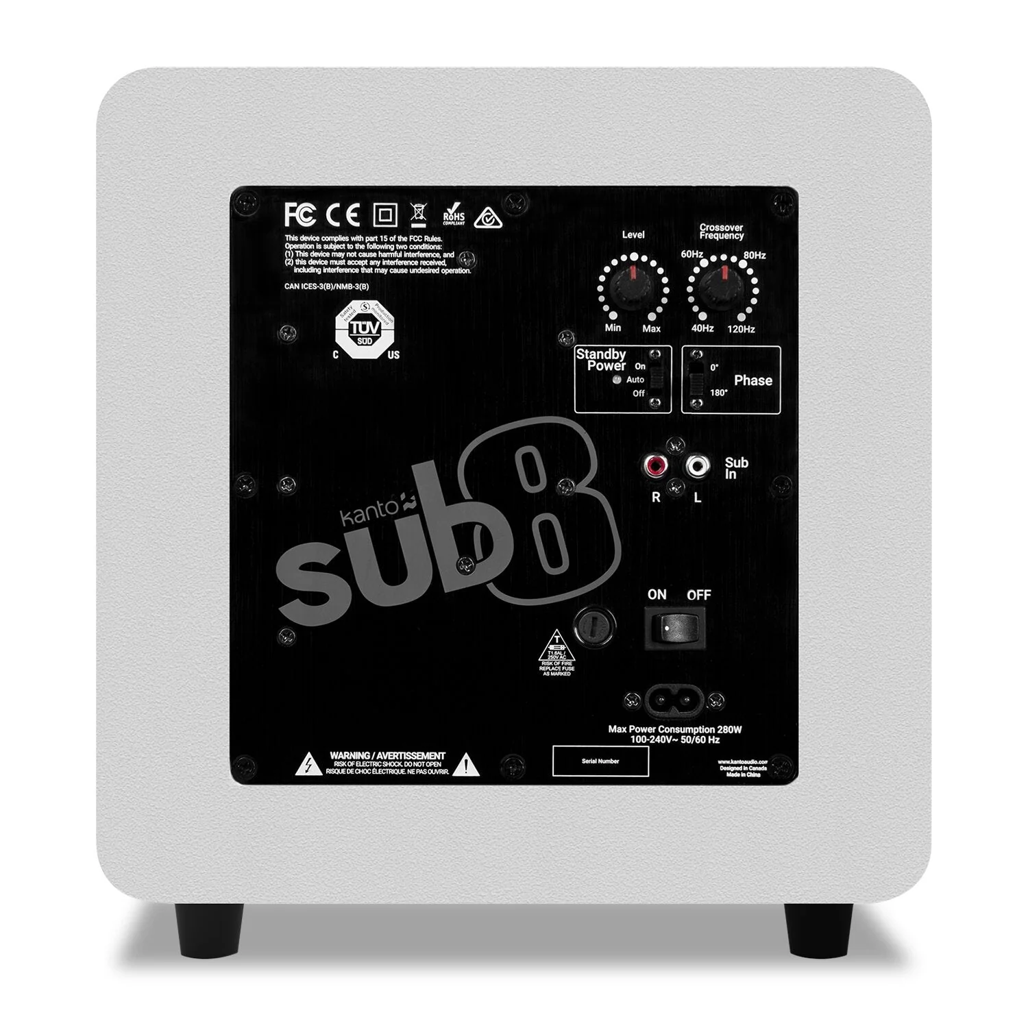 Kanto SUB8 300W 8" Sealed Powered Subwoofer - White - Image 3