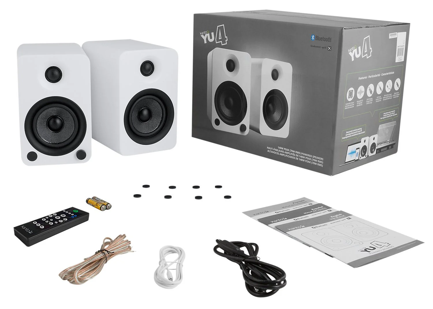 Kanto YU4 Powered Bluetooth Bookshelf Speakers with Phono Preamp for Turntable - YU4MW - Image 2