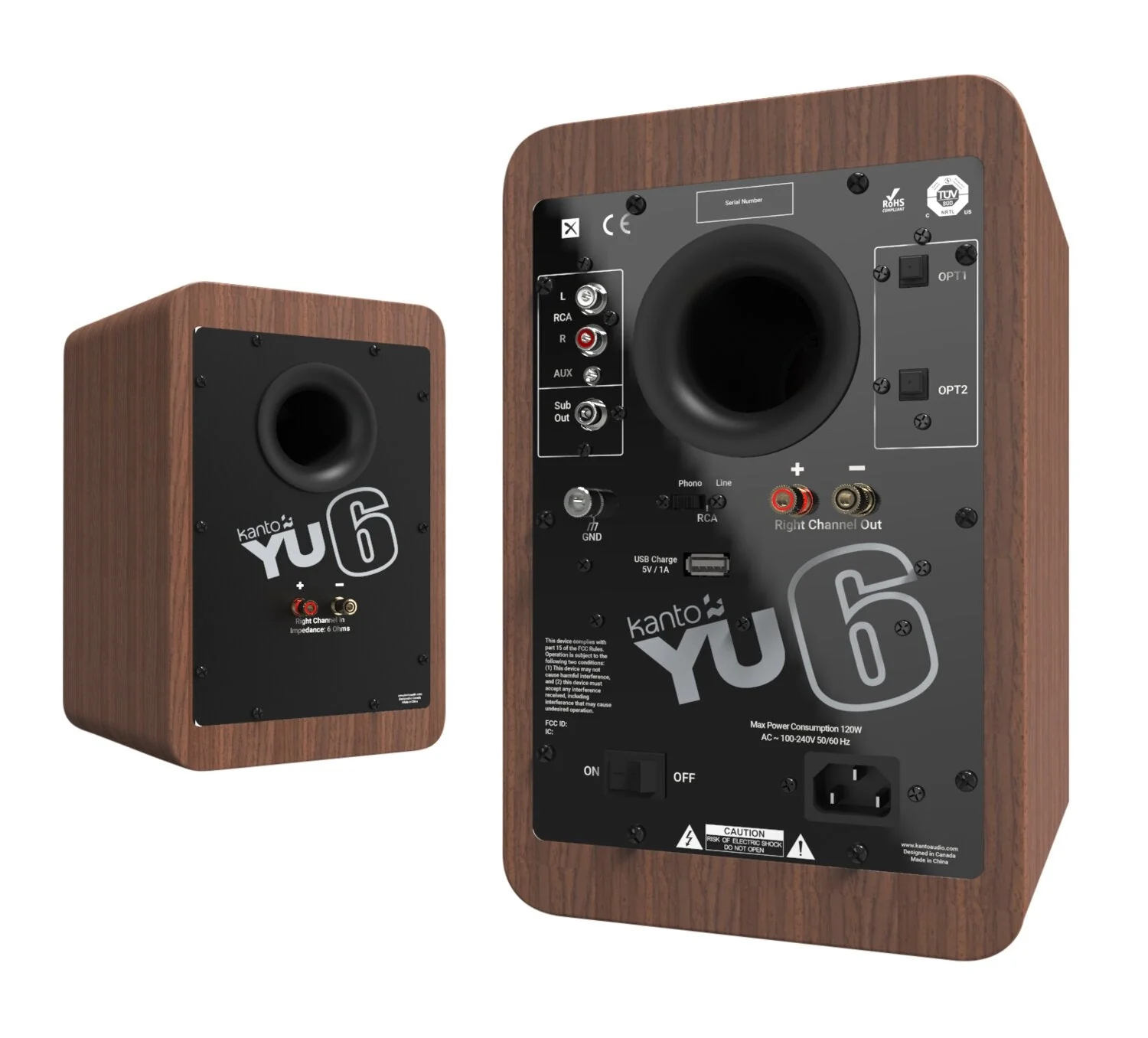 Kanto YU6 Powered Speakers with Bluetooth® and Phono Preamp - Walnut - Image 3