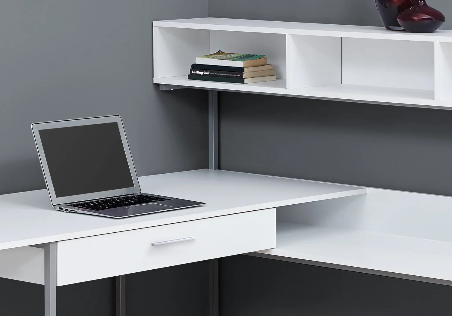 Keller L-Shaped Corner Desk with Hutch - White - Image 2