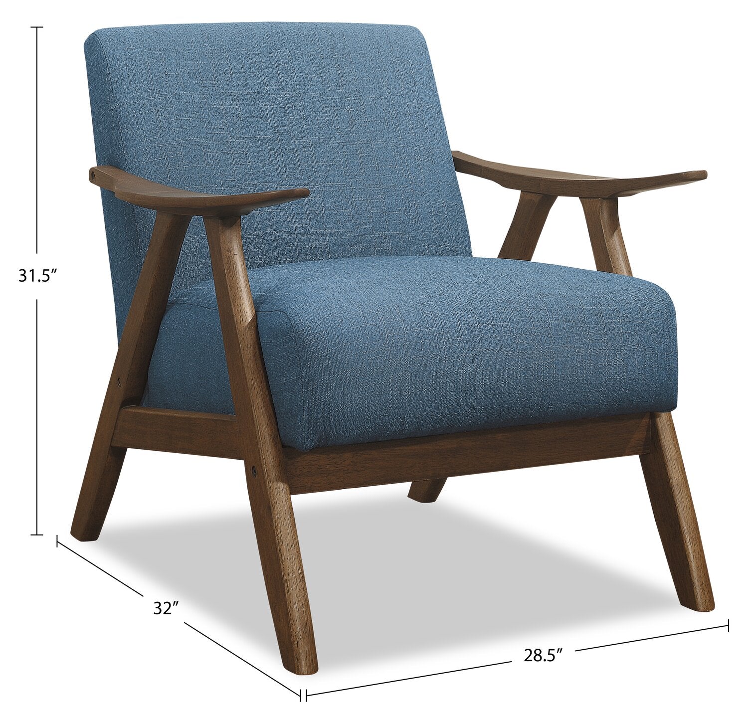 Kentucky Linen-Look Fabric Accent Chair - Blue - Image 7