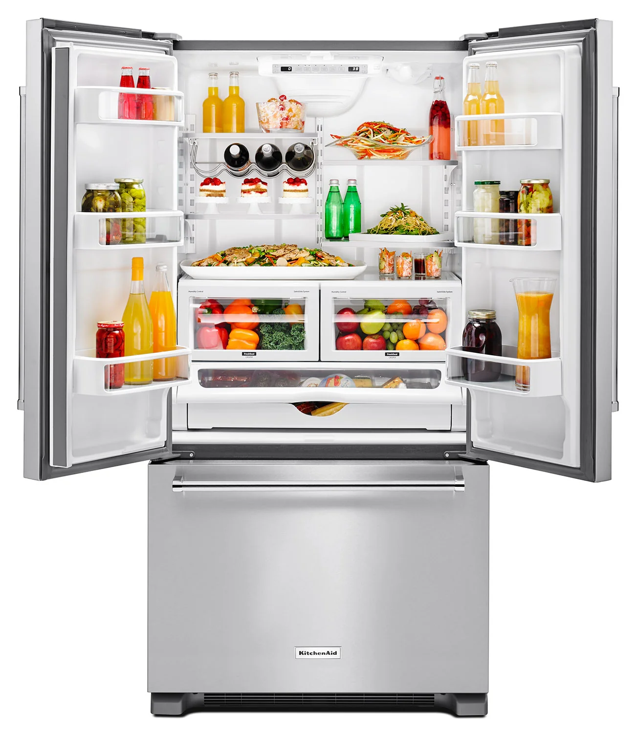 KitchenAid 22 Cu. Ft. French Door Refrigerator with Interior Dispenser - Stainless Steel - Image 2