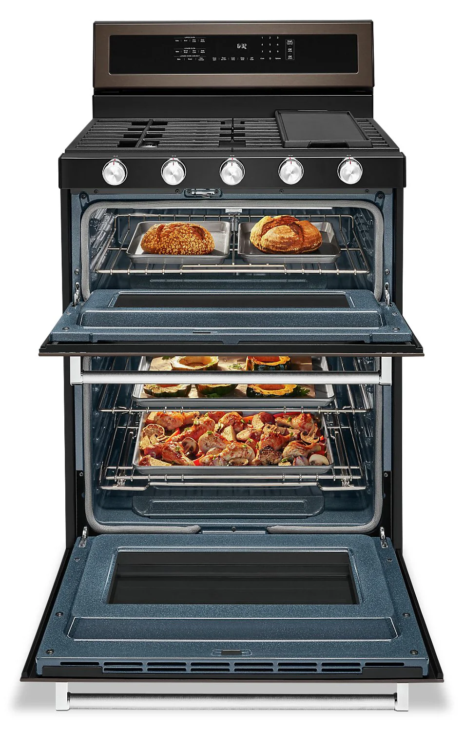 KitchenAid 30" Gas Double Oven Convection Range - KFGD500EBS - Image 4