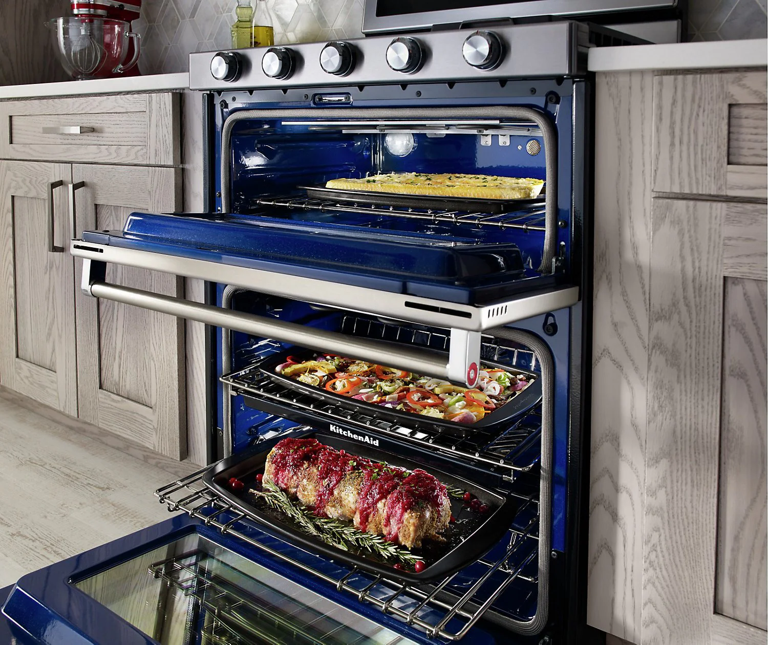 KitchenAid 30" Gas Double Oven Convection Range - KFGD500ESS - Image 3