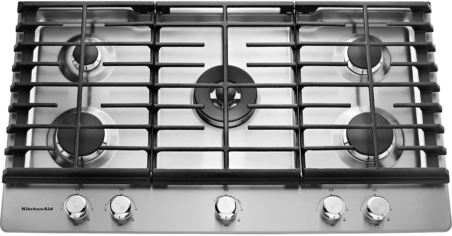 KitchenAid 36" 5- Burner Gas Cooktop - Stainless Steel