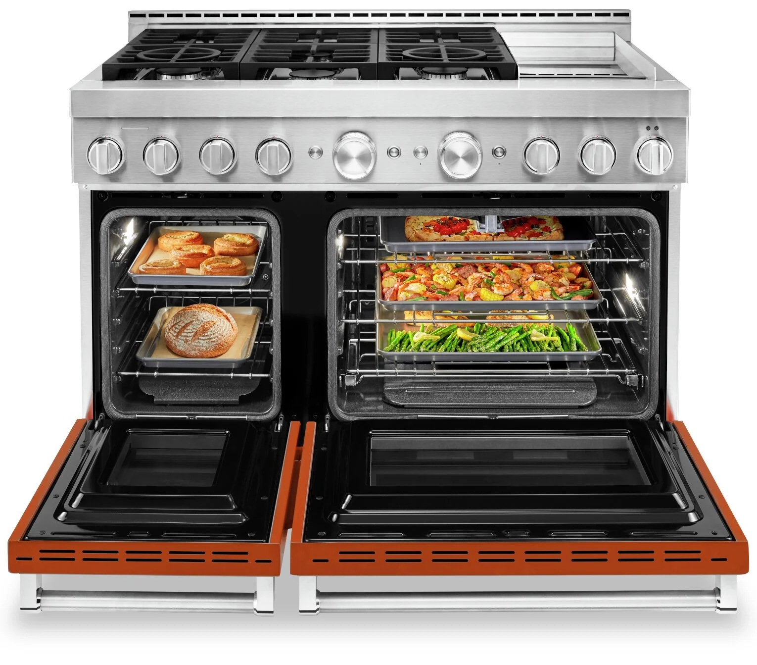 KitchenAid 48'' Smart Commercial-Style Dual Fuel Range with Griddle - KFDC558JSC - Image 5