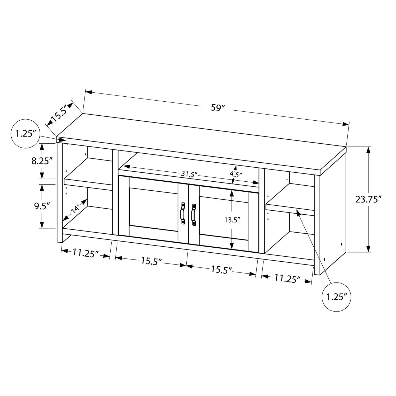 Klondike 60" TV Stand - Black - Image 6