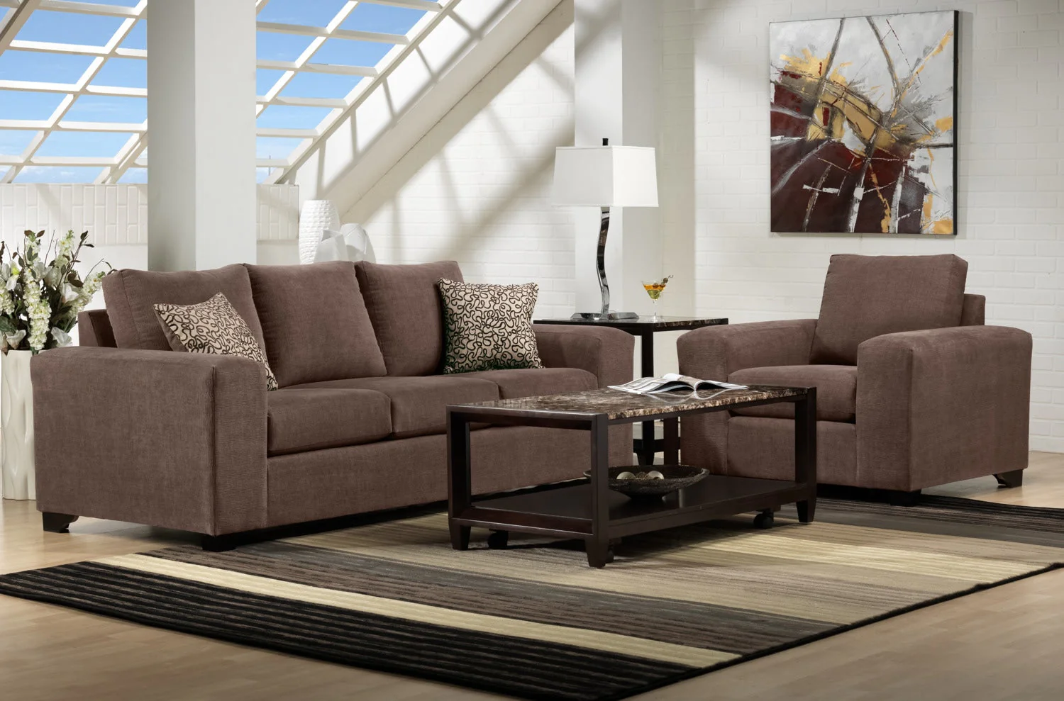 Knox Sofa and Chair Set - Light Brown - Image 3