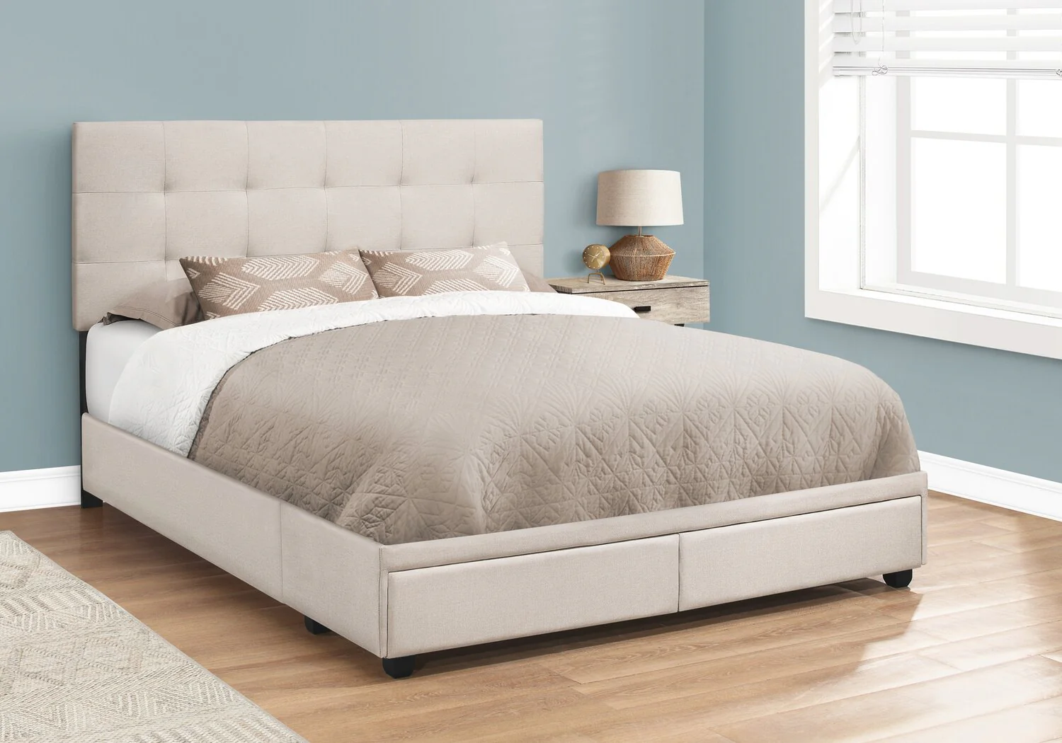 Lamont Queen Bed with Storage - Beige - Image 2