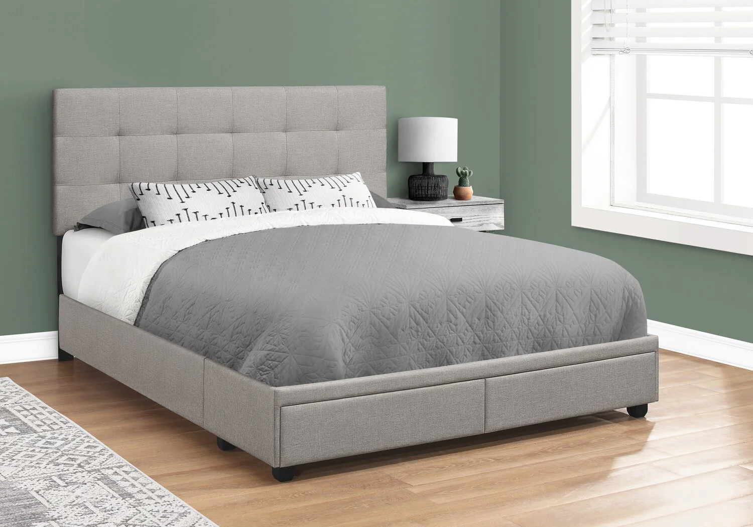 Lamont Queen Bed with Storage - Grey - Image 2