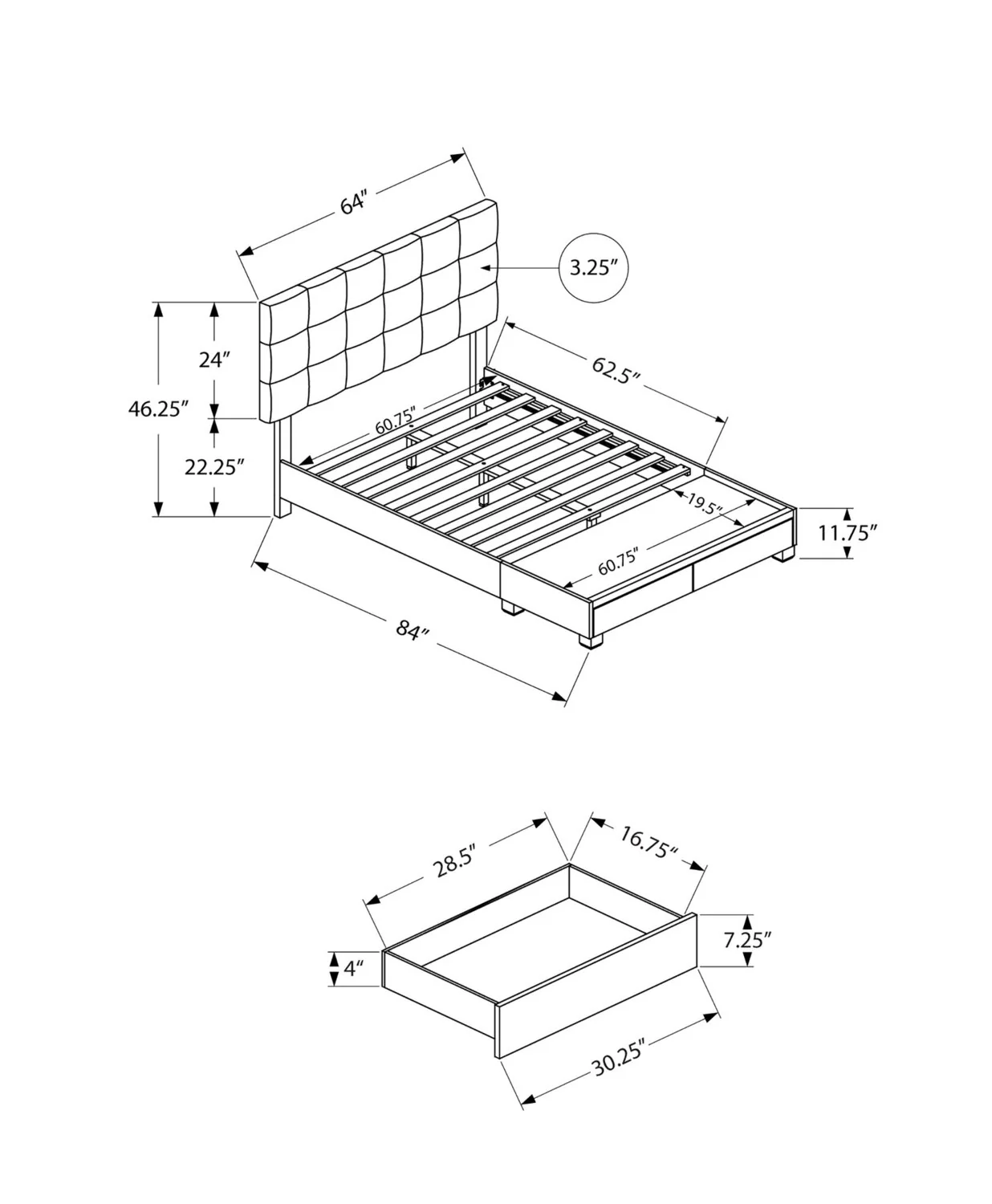 Lamont Queen Bed with Storage - Grey - Image 4