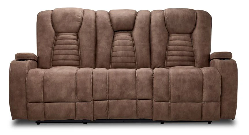 Langsdale Reclining Sofa With Drop-Down Table & Storage - Mocha - Image 3