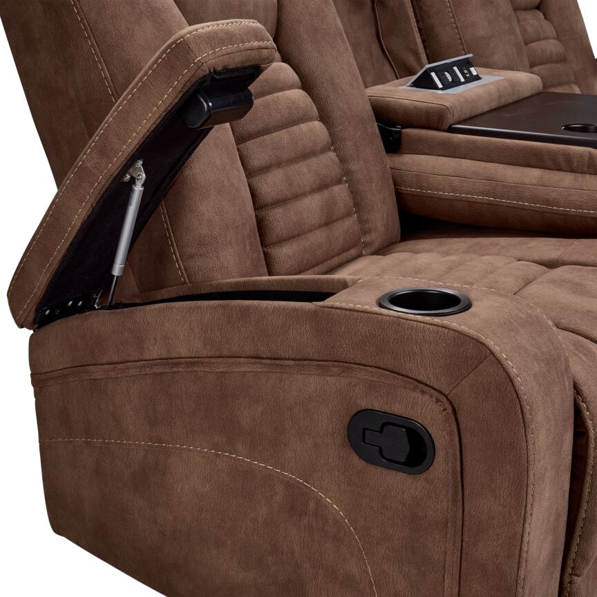 Langsdale Reclining Sofa With Drop-Down Table & Storage - Mocha - Image 5