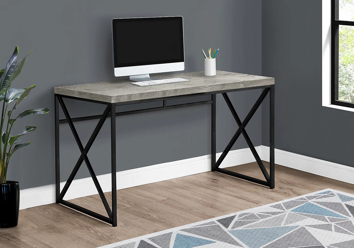Latour Reclaimed Wood Look Desk - Grey - Image 4