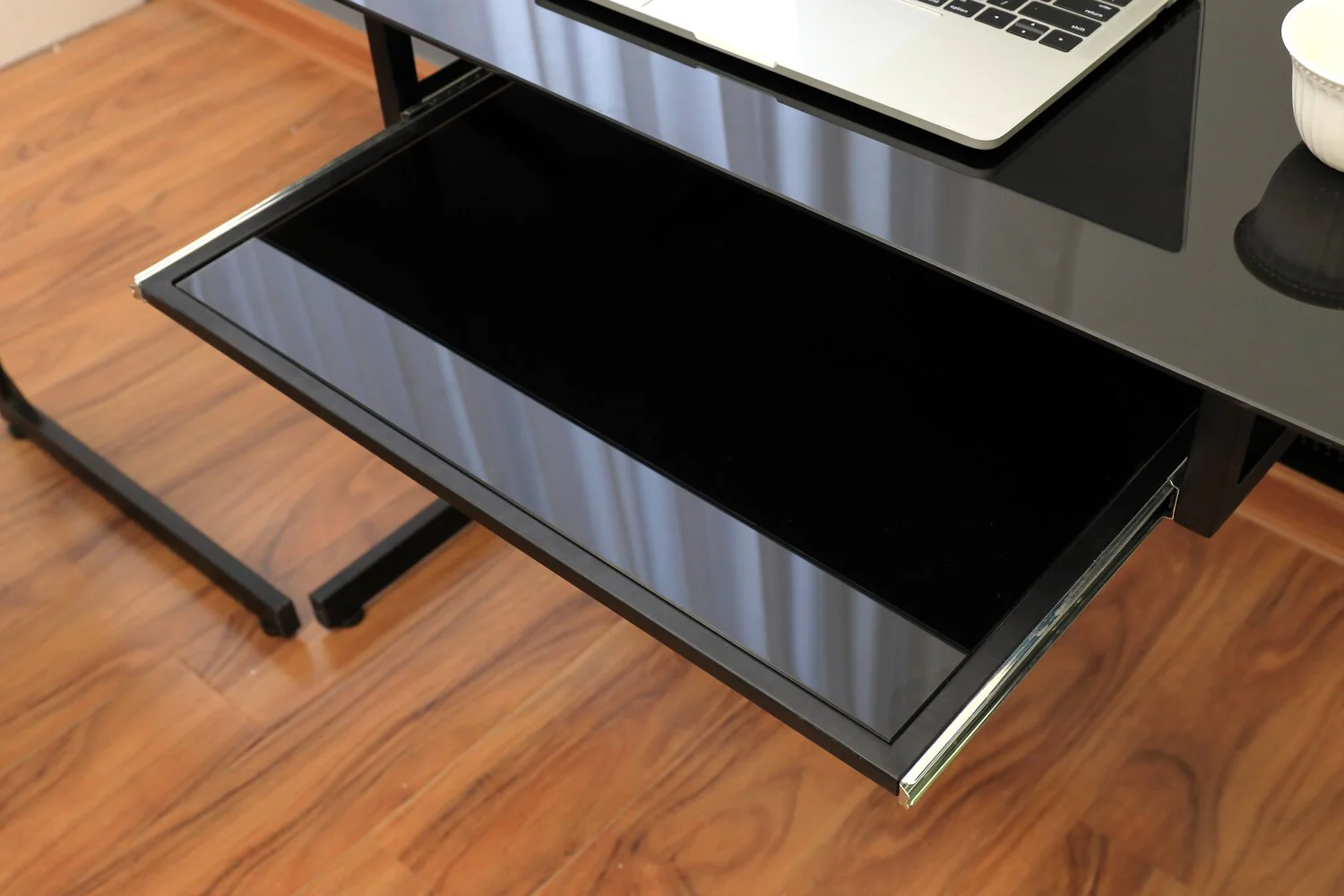 Lazar L-Shape Glass Desk - Black - Image 5