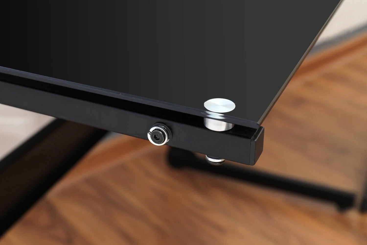 Lazar L-Shape Glass Desk - Black - Image 7