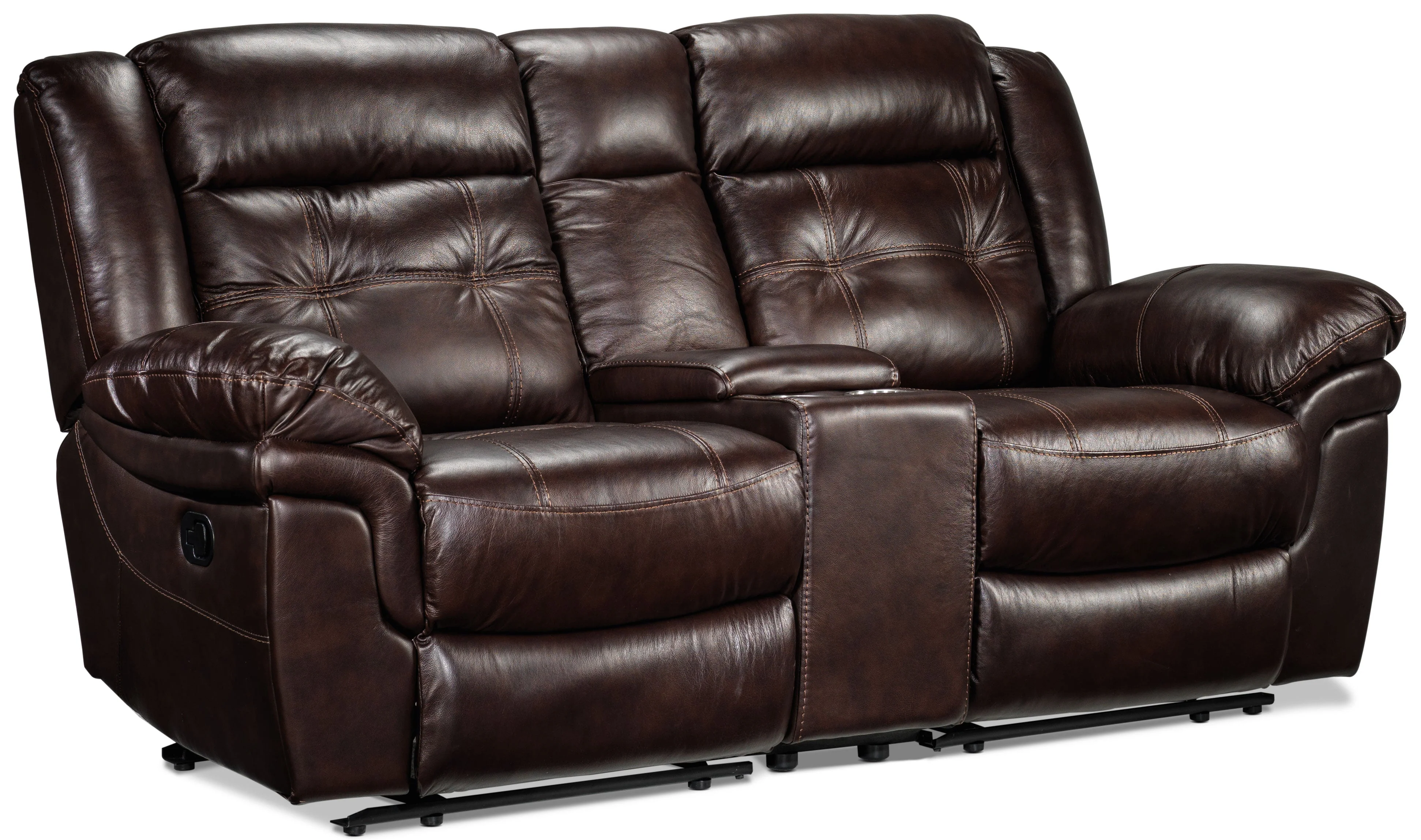 Leighland Reclining Loveseat with Console - Brown - Image 2